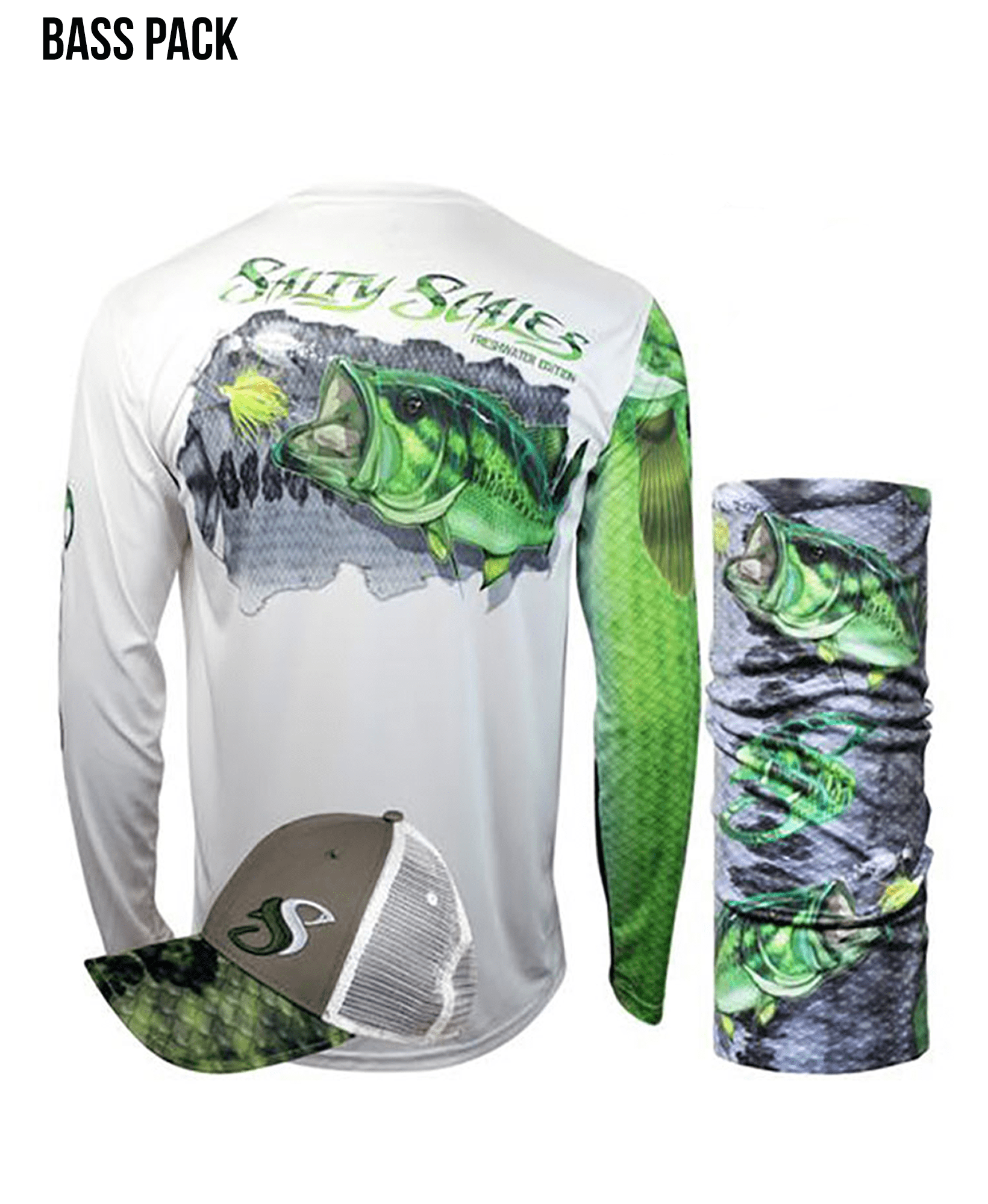 Largemouth Bass Long Sleeve Scale Sun-shield Gift Pack XXXL,SaltyScales