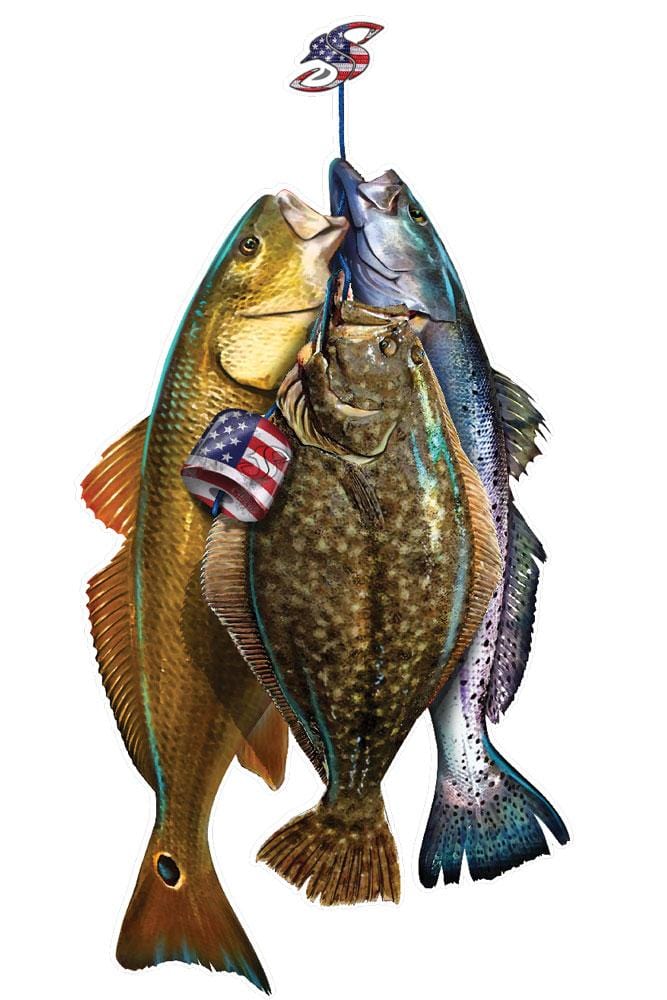 American Stringer Fish Decal - Trout, Flounder & Redfish