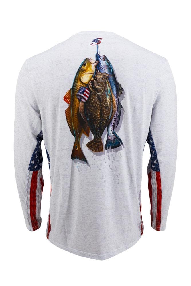 American Flag Stringer Long Sleeve Fishing Shirt XXXL,SaltyScales