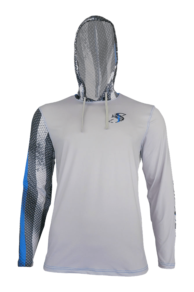 Blue Line Leo/Snook Hoodie for Men, UPF Clothing Small,SaltyScales