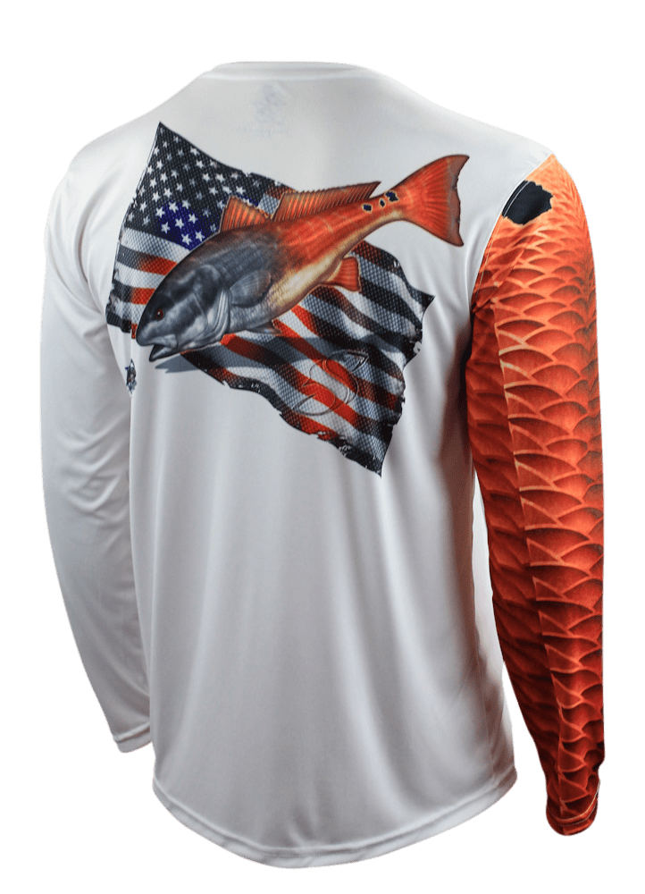 Flying Fisherman Redfish Skin Performance Long Sleeve T-Shirt - Aluminum XL