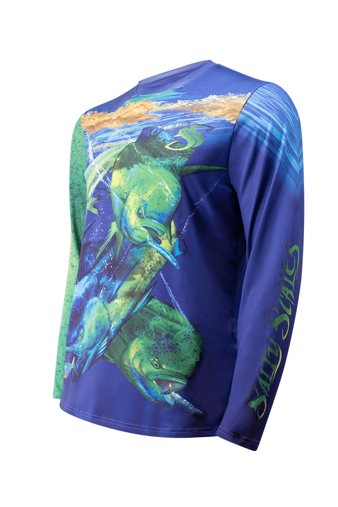 Mahi Mahi Long Sleeve Performance Fishing Shirt XS,SaltyScales