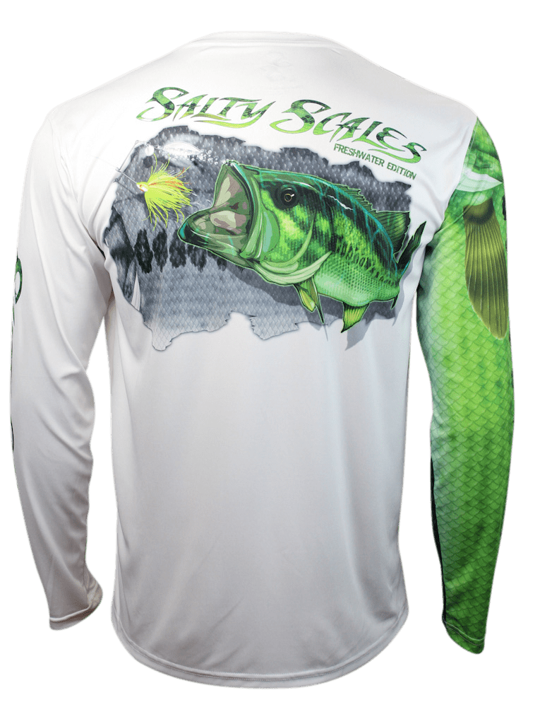 Largemouth Bass Long Sleeve Fishing Shirt for Men XS,SaltyScales