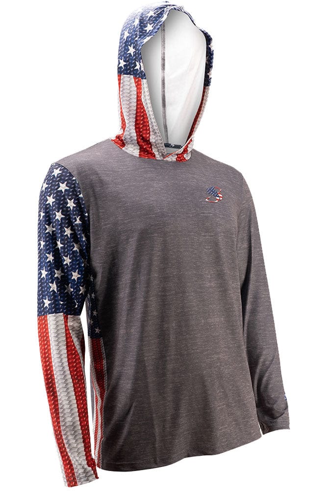 American Flag Stringer Youth Fishing Shirt Large,SaltyScales