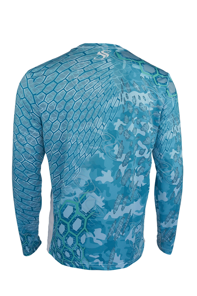 Green Cycloid Camo Fishing Shirt with Mesh Sides Small,SaltyScales