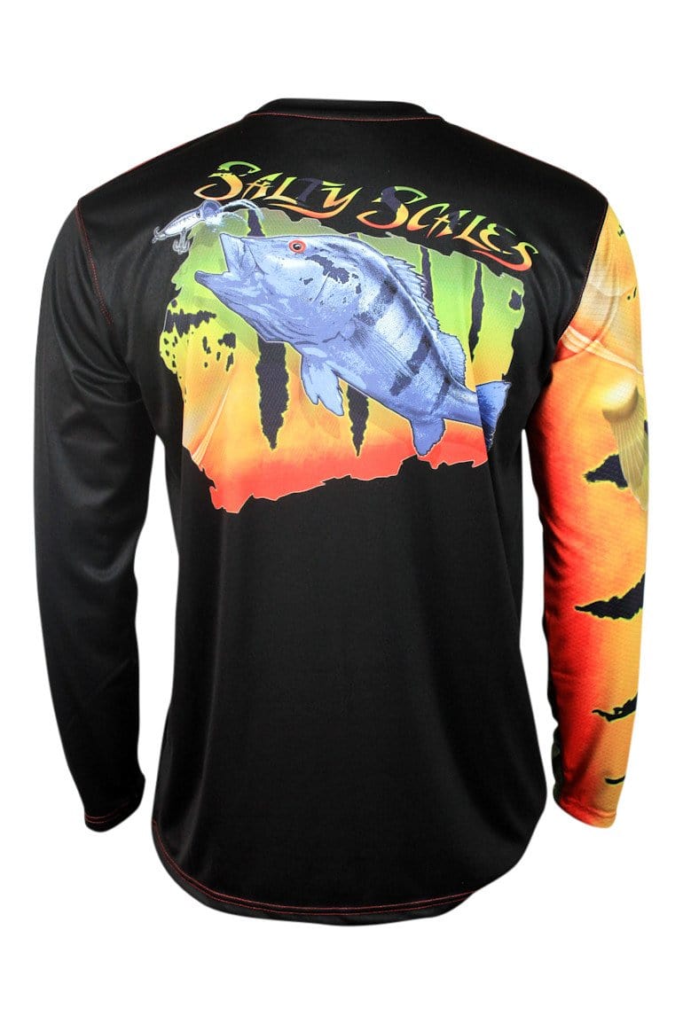 Salty Scales Scallop/Snorkeling Reversible Fishing Shirt for Men, UPF  Performance Clothing