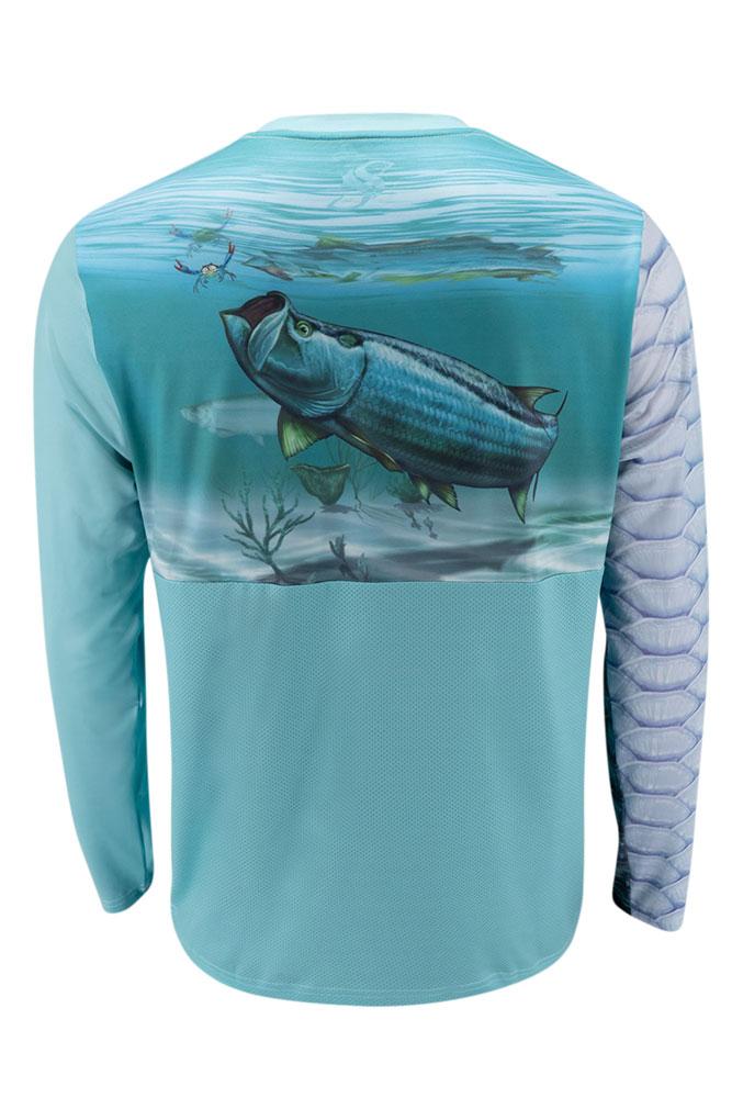 Salty Scales Scallop/Snorkeling Reversible Fishing Shirt for Men, UPF  Performance Clothing (XS) at  Men's Clothing store